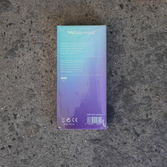 METATRONICA CARGADOR COMPLETO 25W USB TIPO C A LIGTHNING